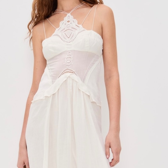 Isabel Marant crochet lace trimmed detailed ecru summer Lindy Maxi Dress - Picture 1 of 3